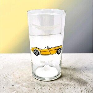 Vintage Mobil Pegasus Austin-Healey 100-Six Car Promo Tumbler Glass 60s British